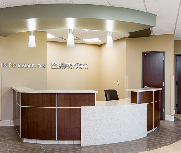 View of the information desk at the McKenzie-Willamette Medical Center