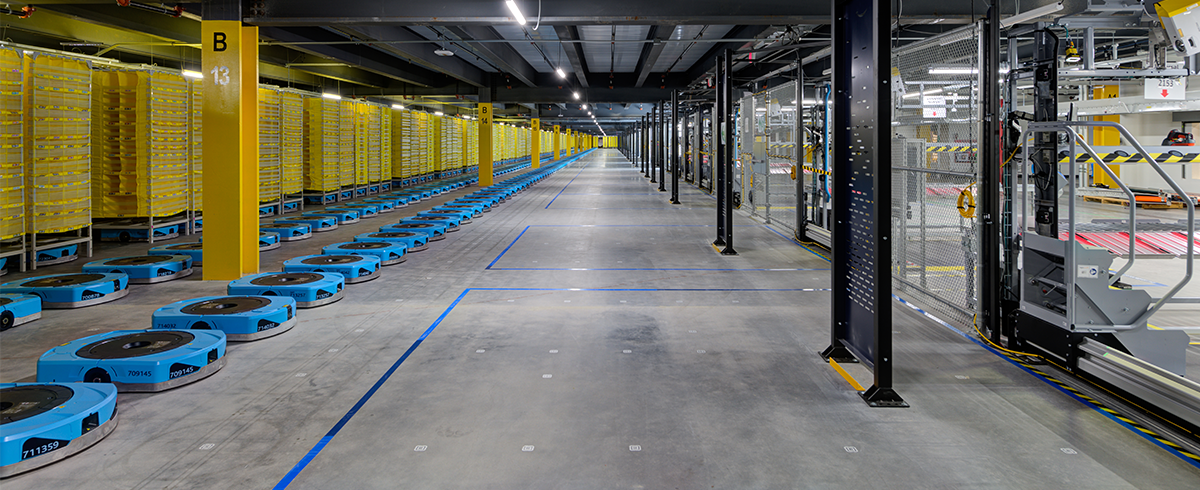 Interior view of Project Diana's Automated Robotics Fulfillment Center