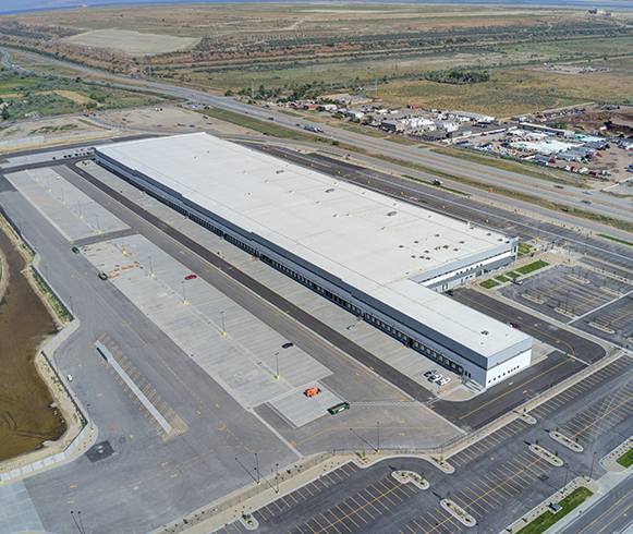 Exterior drone view of the Project Gazelle Distribution Center
