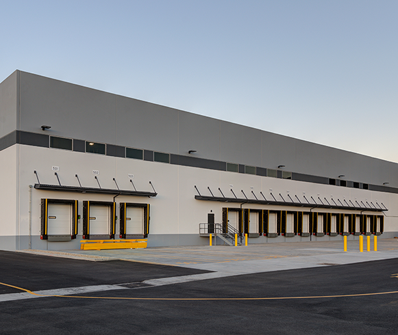 Exterior view of loading docks at the Project Gazelle Distribution Center