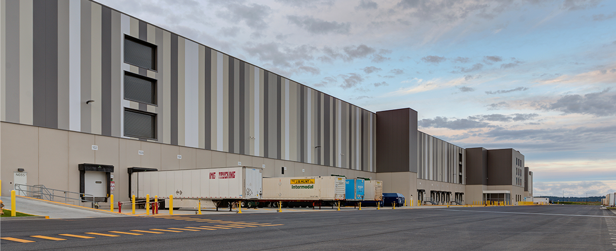 Exterior view of the Project Rose Automated Robotics Fulfillment Center loading docks