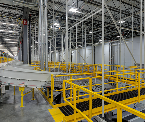Interior view of the Project Tropical Automated Robotics Fulfillment Center