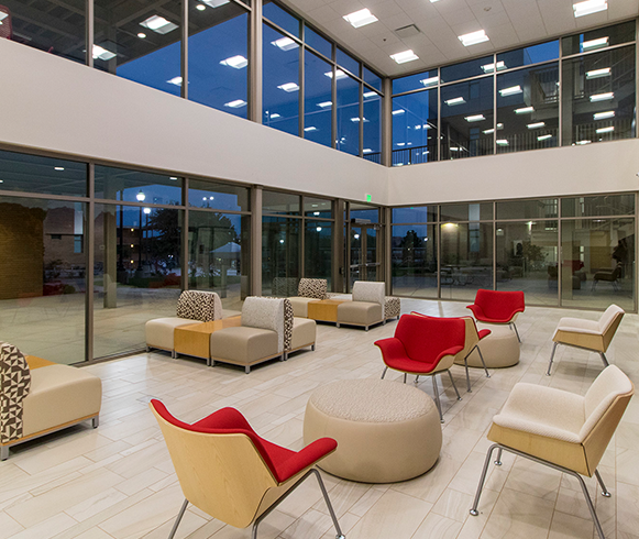 Interior lounge area of the Campus View Suites at Utah Tech University