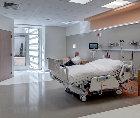 Patient room at the University Hospital, Sky Tower Campus Extension