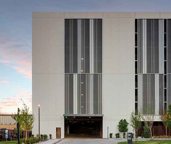 Exterior view of the garage entrance at 650 Main