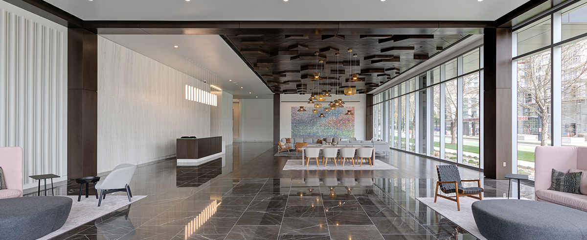 Interior view of the reception area at 650 Main