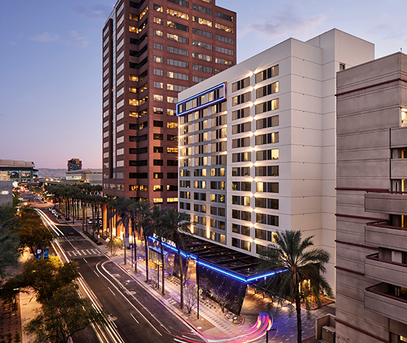 Exterior facade view of the AC Marriott Downtown Phoenix