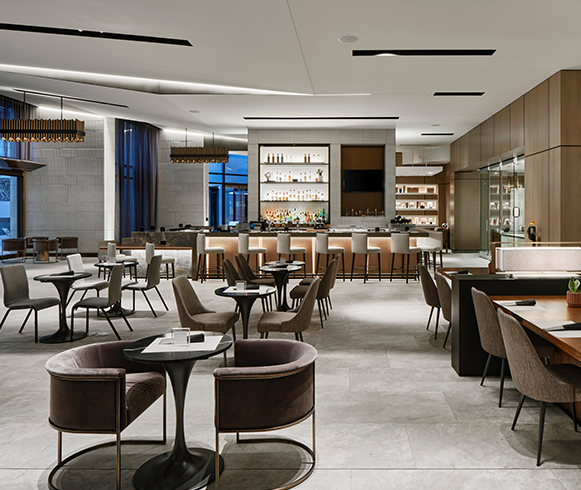 Interior view of bar & restaurant at the AC Marriott