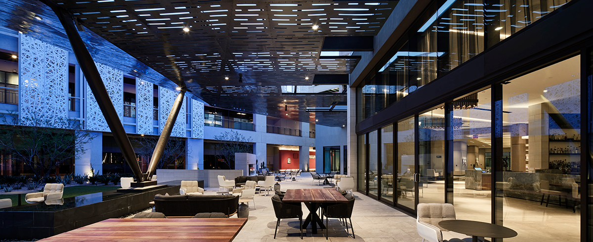 View of lounge area at the AC Marriott in Downtown Phoenix