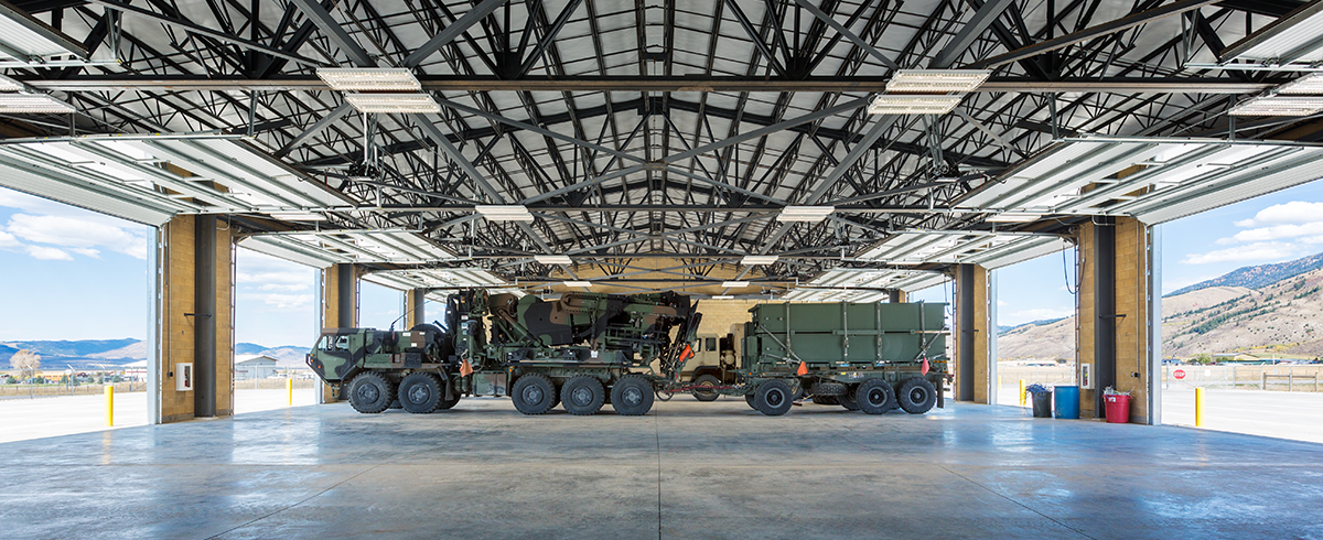 Interior view of vehicle storage at the Afton Readiness Center