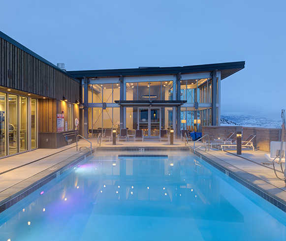 Exterior view of the pool at the Apex Residences