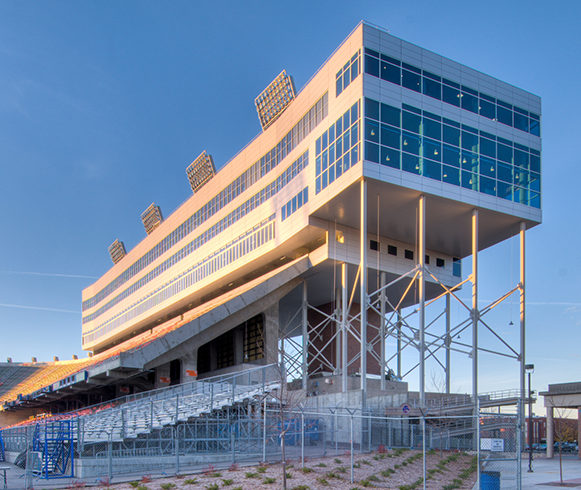 Exterior view of the stadium seating at the Albertson's Stadium Stueckle Sky Center