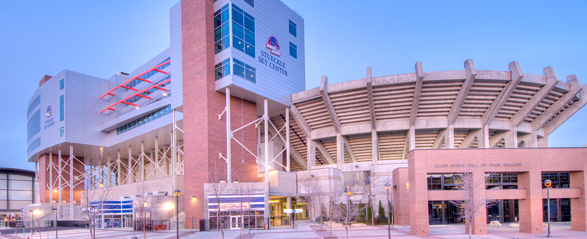 Exterior view of the entrance to the Albertson's Stadium Stueckle Sky Center