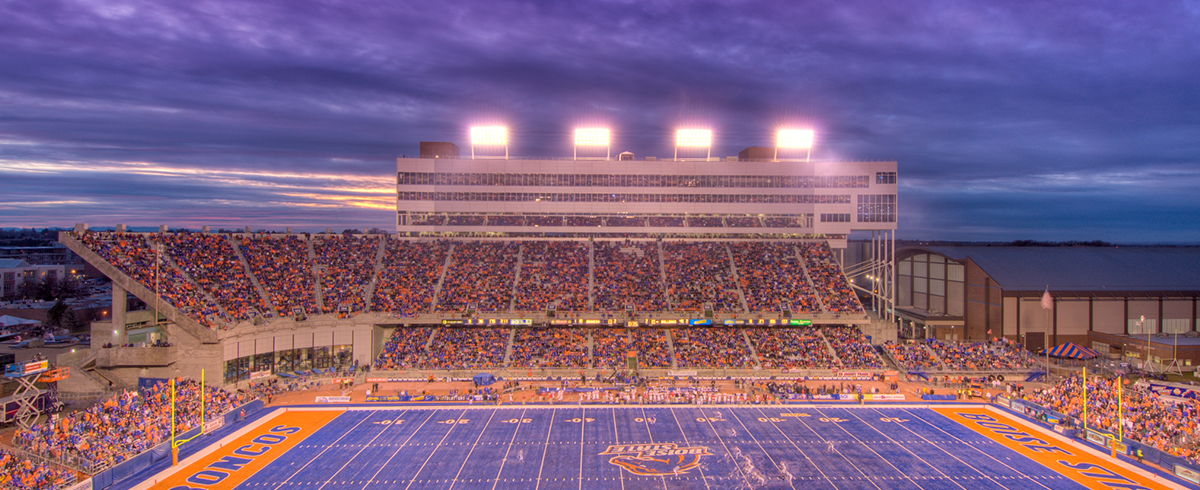 Exterior view of football field at the Albertson's Stadium Stueckle Sky Center