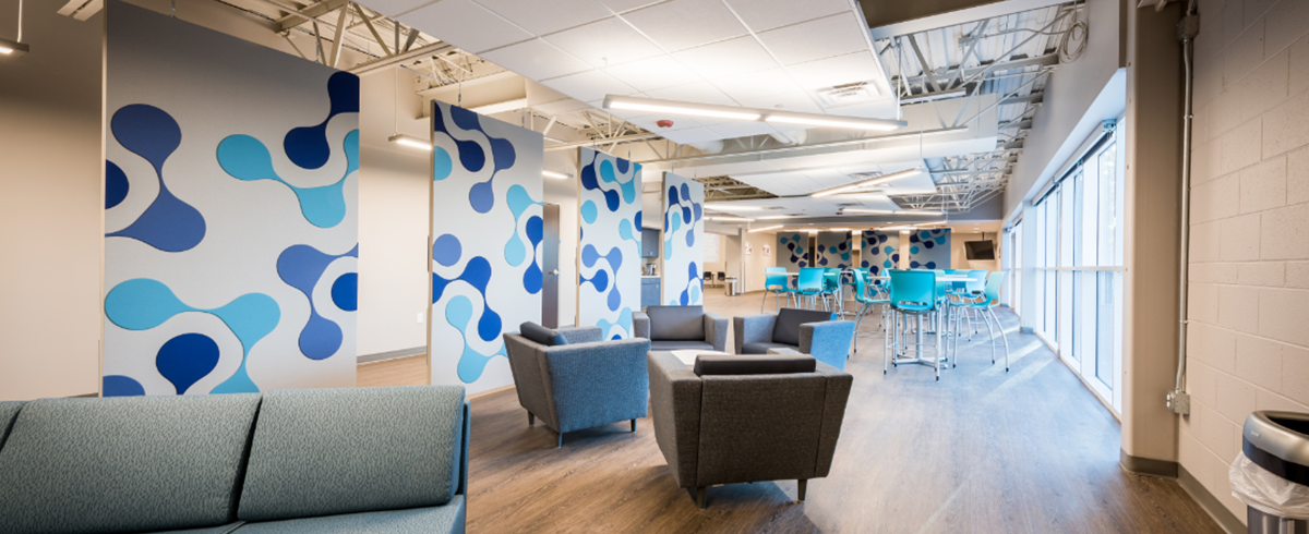 Interior view of break areas at Biomerics