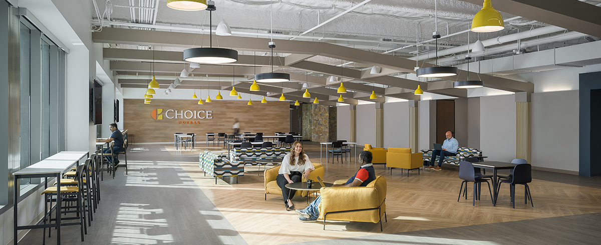 Interior view of workspace inside the Choice Hotels Corporate Headquarters