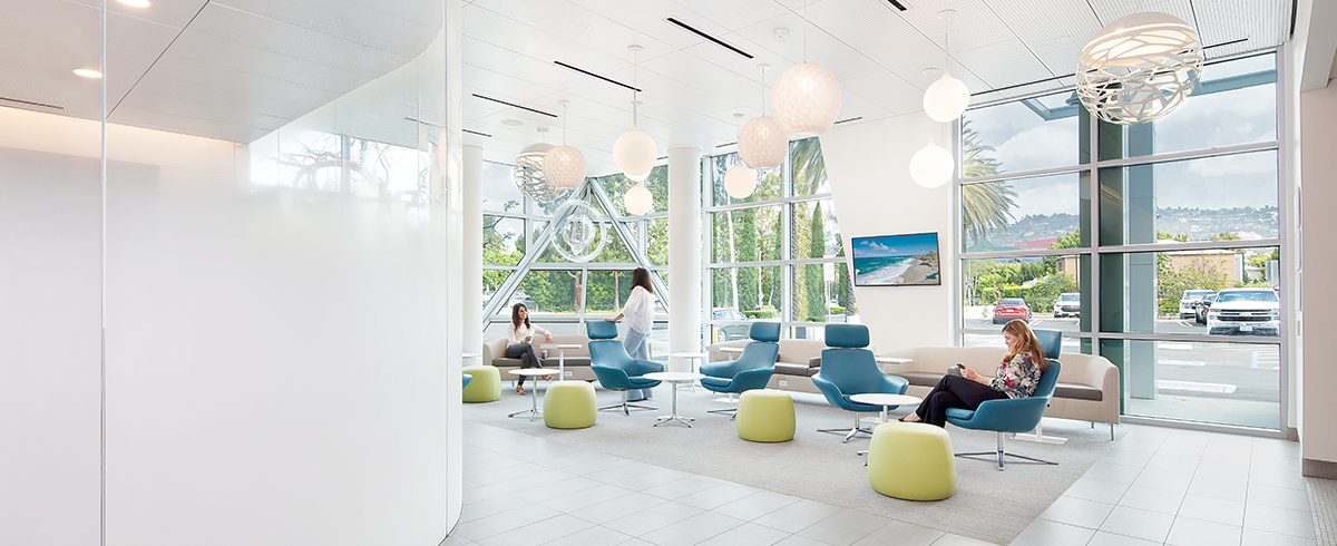 Interior view of seating areas at the Cedars-Sinai Medical Center Breast Center