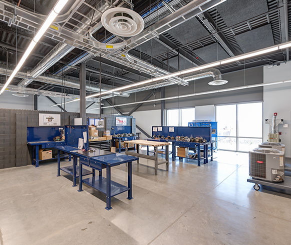Interior view of workshop in the Dixie Technology College