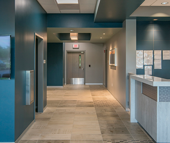 Interior view of hallway inside the Erlanger Behavioral Health Hospital