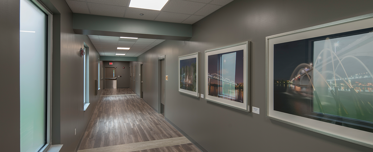 Interior view of hallway inside the Erlanger Behavioral Health Hospital