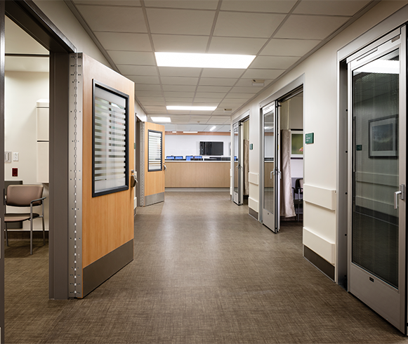 Interior view of hallway at the Good Samaritan Hospital South Emergency Department