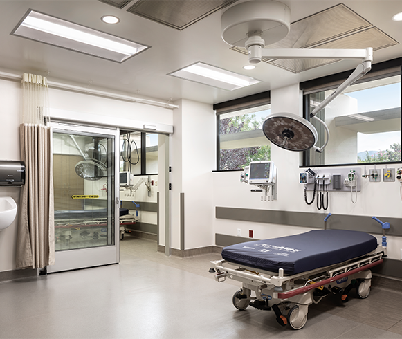 Interior view of operating table at the Good Samaritan Hospital South Emergency Department