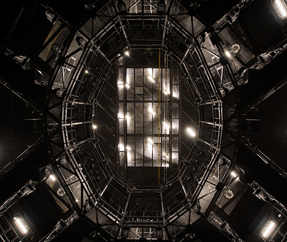 Interior view of lighting and scaffolding at the Hale Centre Theatre