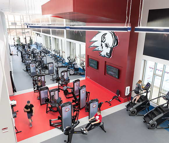 Interior view of gymnasiums in the Human Performance Center at Utah Tech University