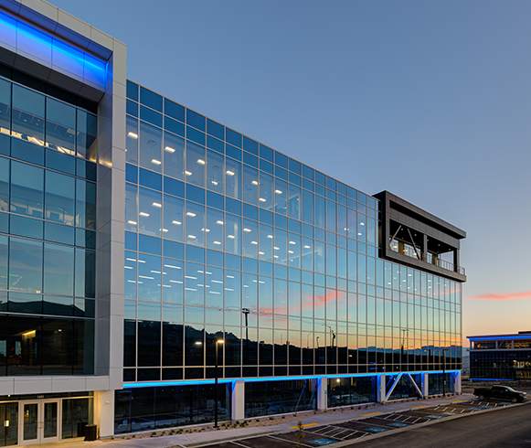 Exterior view of façade of the Innovation Point Office Campus