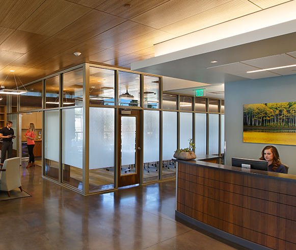Interior reception area of the Jordan Valley Cancer Center
