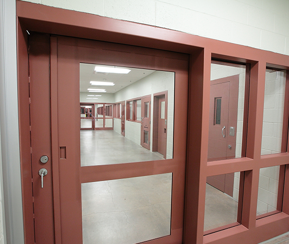 Interior view of secure checkpoints inside the Central Utah Correctional Facility