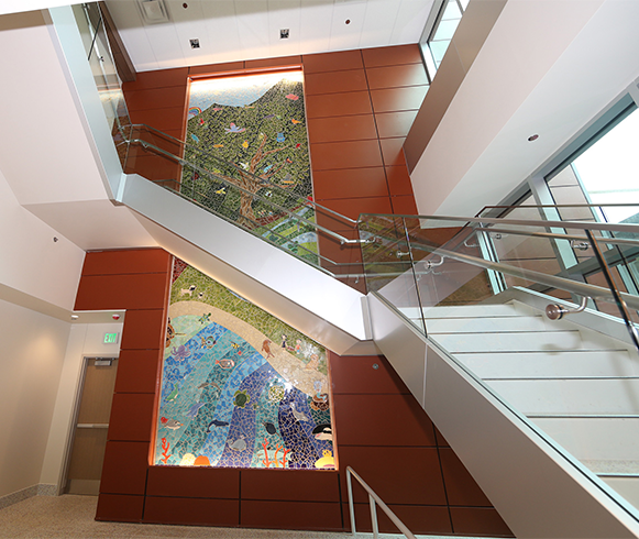 Interior view of staircase inside the Kapi’olani Medical Center for Women and Children