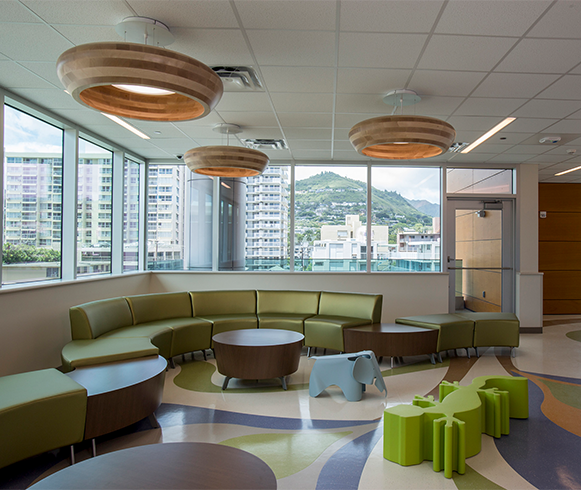 Interior view of waiting room inside the Kapi’olani Medical Center for Women and Children