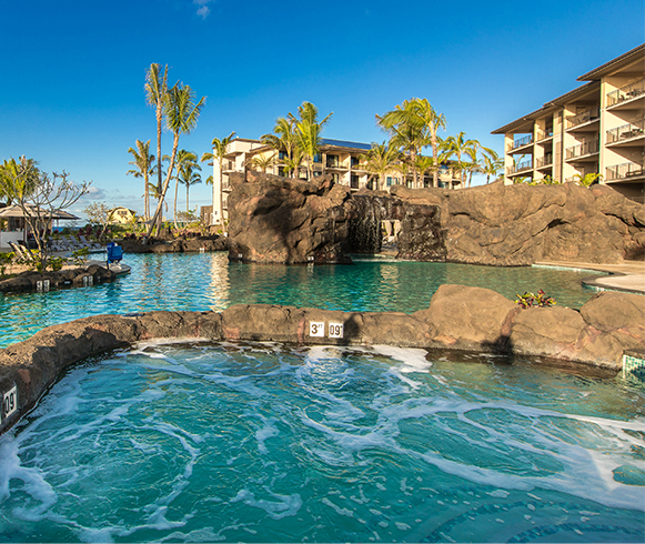 Exterior view of hot tub and pool at Koloa Landing at Poipu