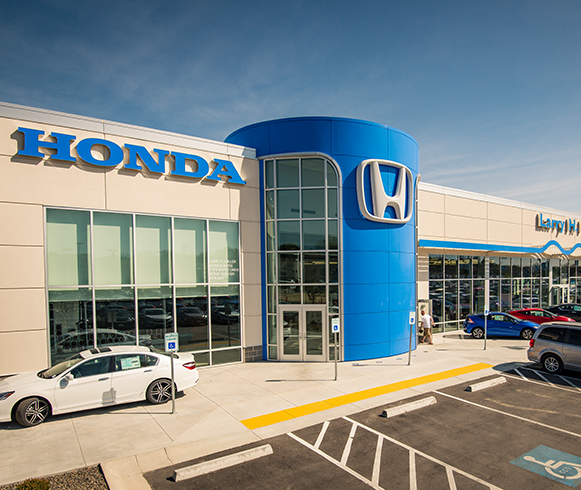 Exterior view of entrance to the Larry H. Miller Honda