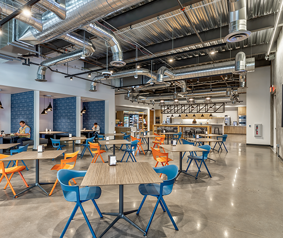 Interior view of cafeteria inside Project Lagerhaus