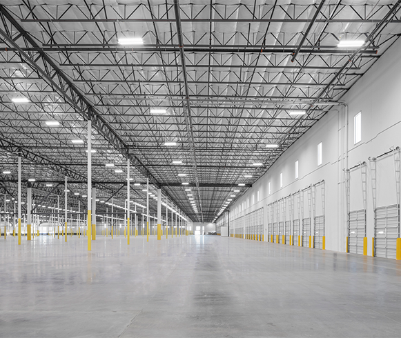 Interior view of the warehouse space in Lakin Industrial Park, Building A