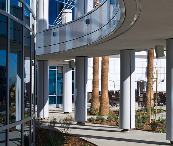 A sidewalk outside of Loma Linda University Medical Center.