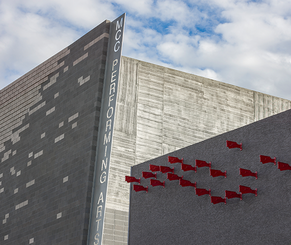 Exterior view of façade at the Mesa Community College Performing Arts Center