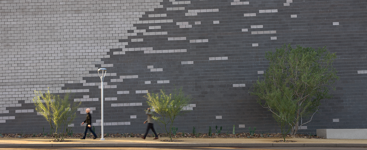 Exterior view of side wall façade of the Mesa Community College Performing Arts Center