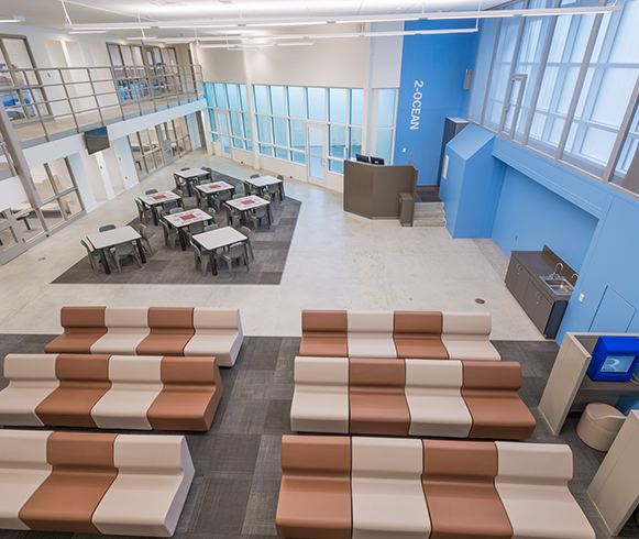 Interior view of recreation room at the R.J. Donovan Correctional Facility