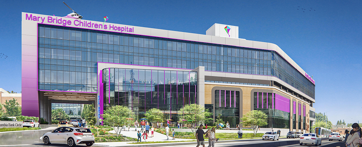 Exterior rendering of the Mary Bridge Children's Hospital in Tacoma, Washington