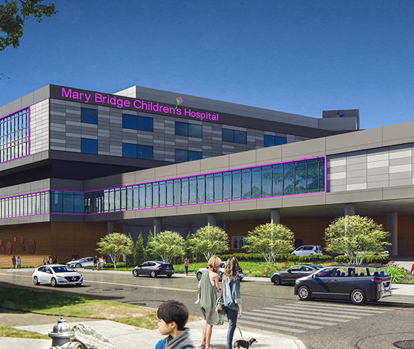 Exterior rendering of the Mary Bridge Children's Hospital