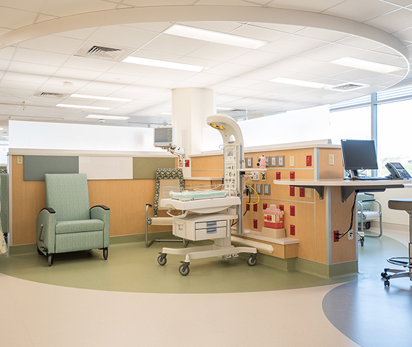 Interior view of NICU unit inside the Methodist Stone Oak Hospital
