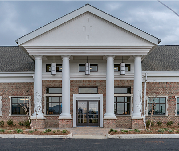Exterior view of the entrance to the Mount Regis Center
