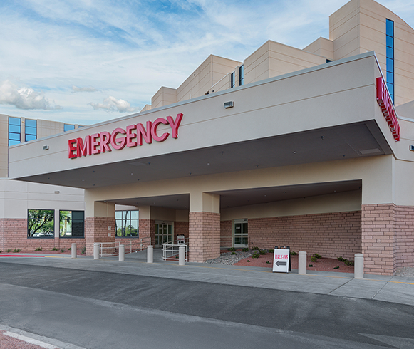 Exterior view of MountainView Hospital, ER Expansion entrance