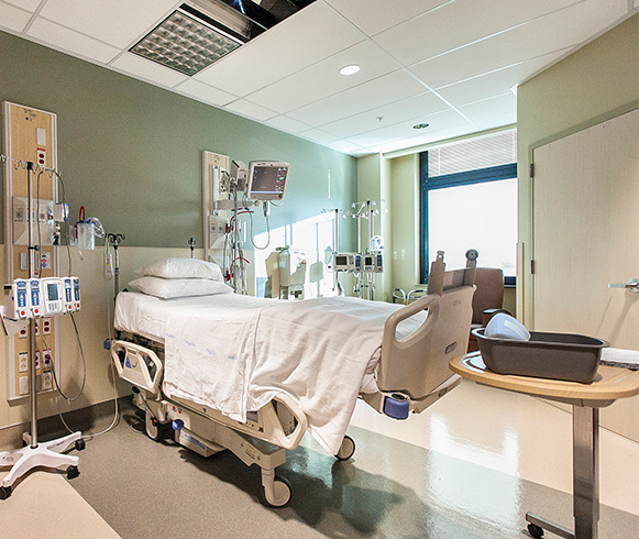 View of hospital bed in the MountainView Hospital