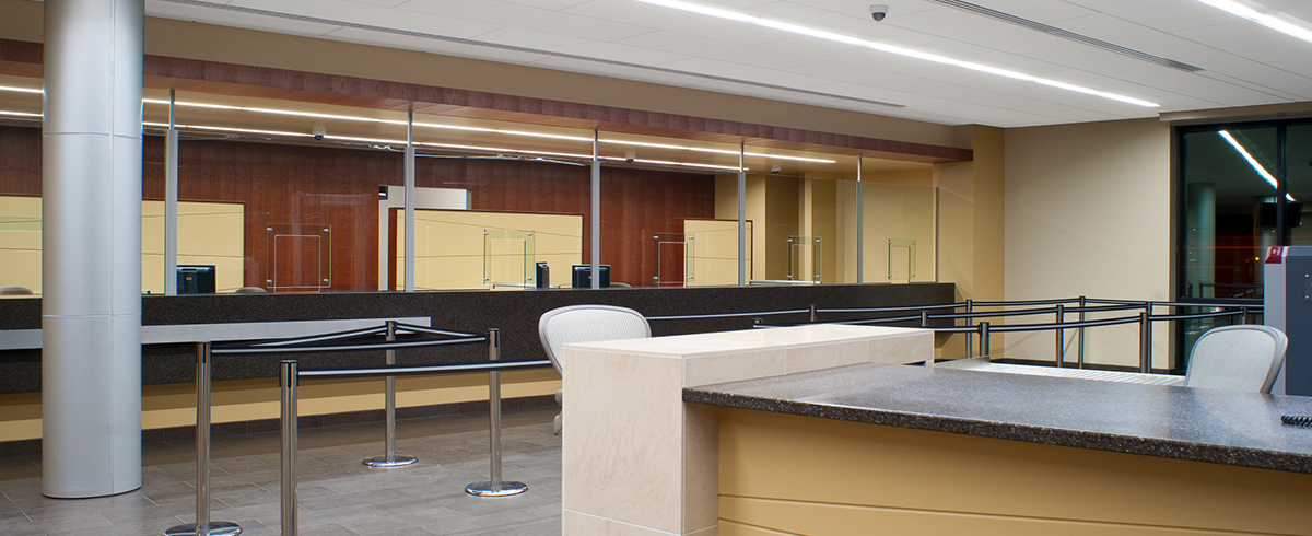 Interior view of the lobby inside the Central Utah Correctional Facility