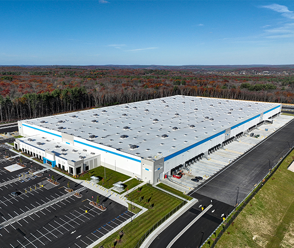 Exterior drone view of the ORH5 Sortation Center
