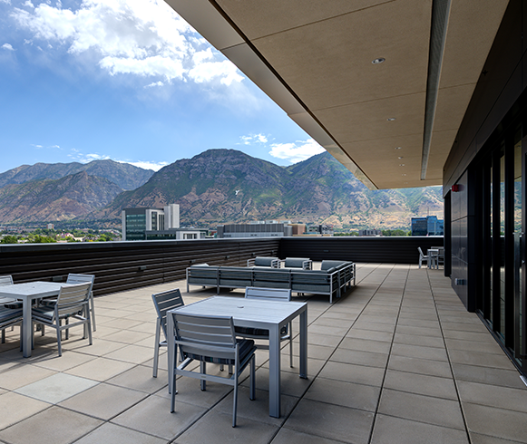 Exterior view of the balcony at the Provo City Center